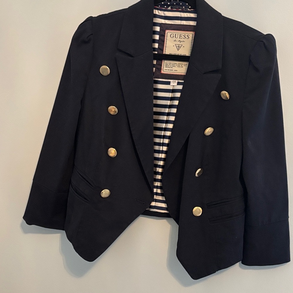 GUESS Navy Blazer with Gold Buttons